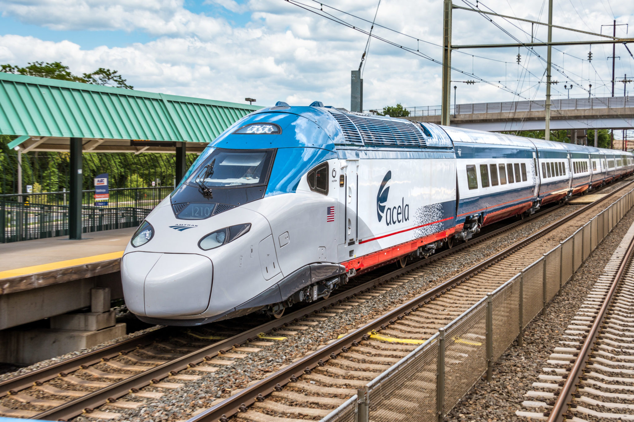Amtrak Acela II trainset at a station platform